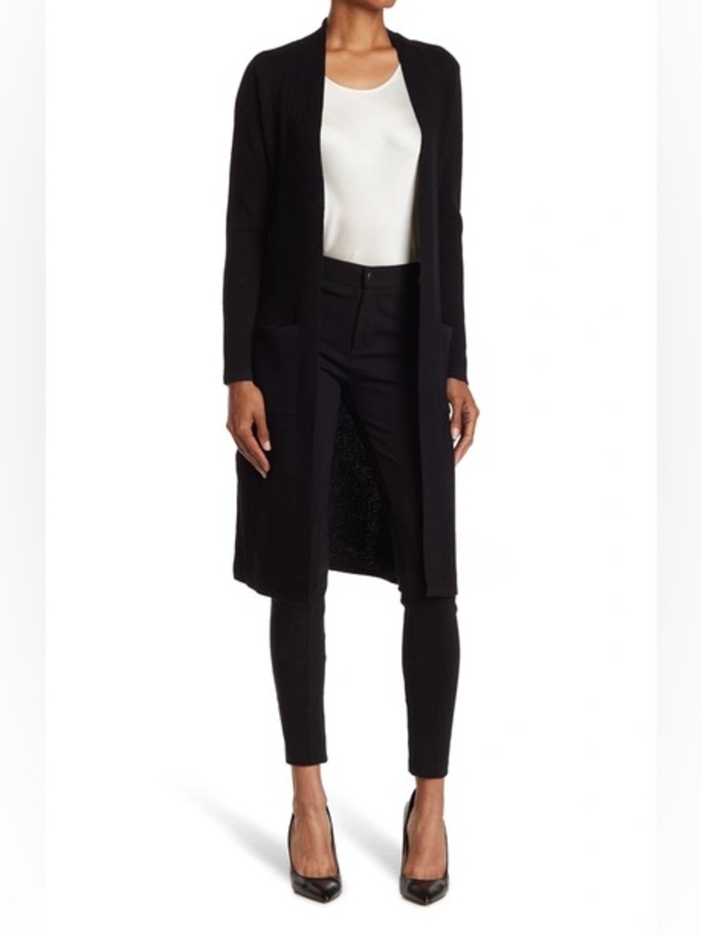 Cyrus Long Black Open Front Cardigan